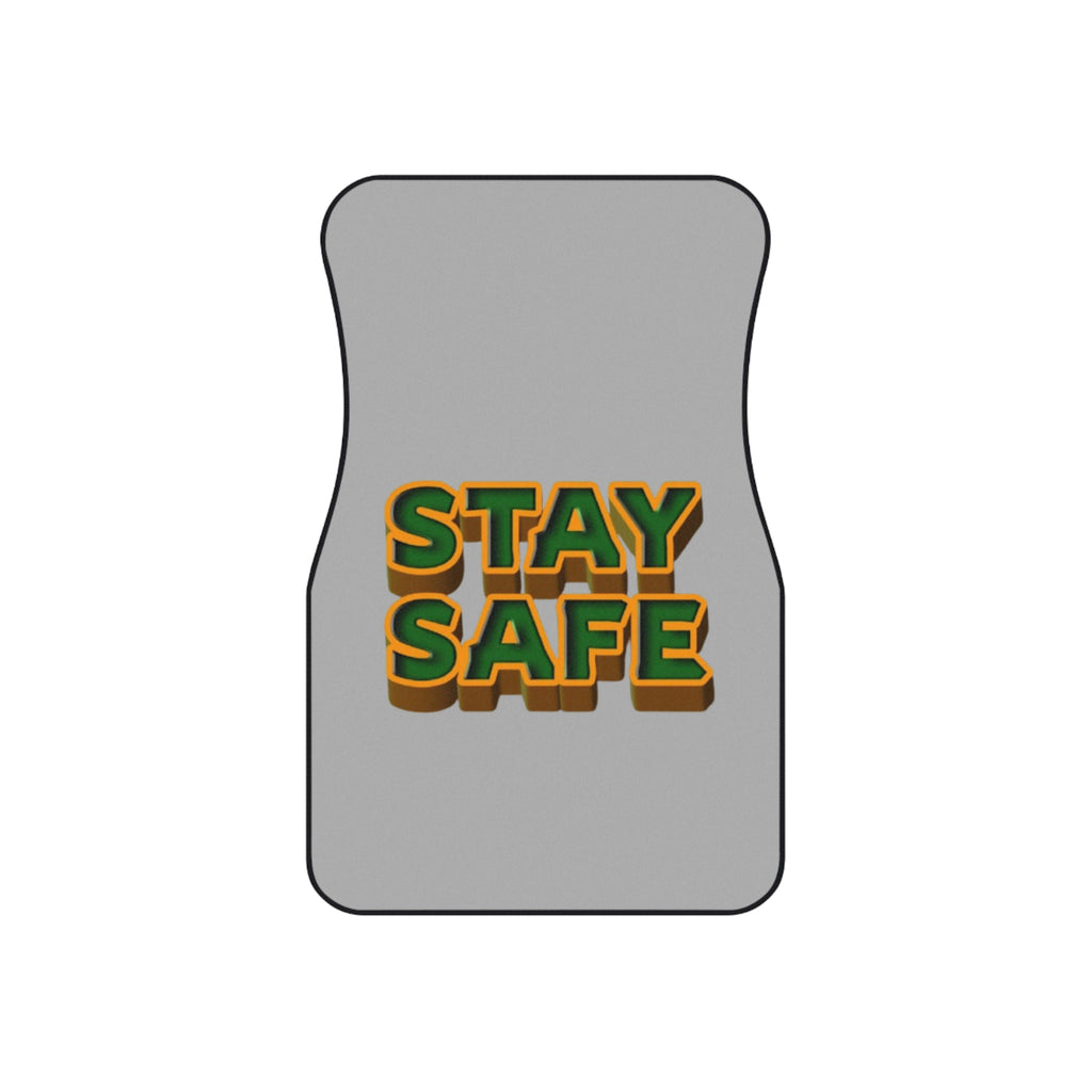 Stay Safe Car Floor Mats  Front Pair, Retro 3D Text Safety Design