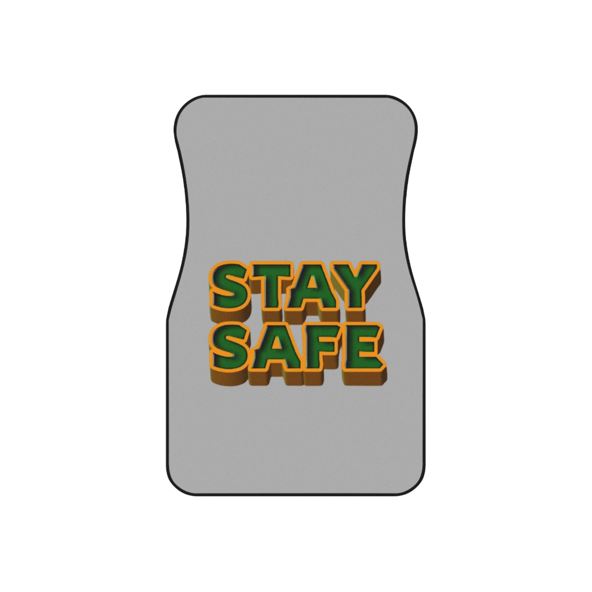 Stay Safe Car Floor Mats  Front Pair, Retro 3D Text Safety Design