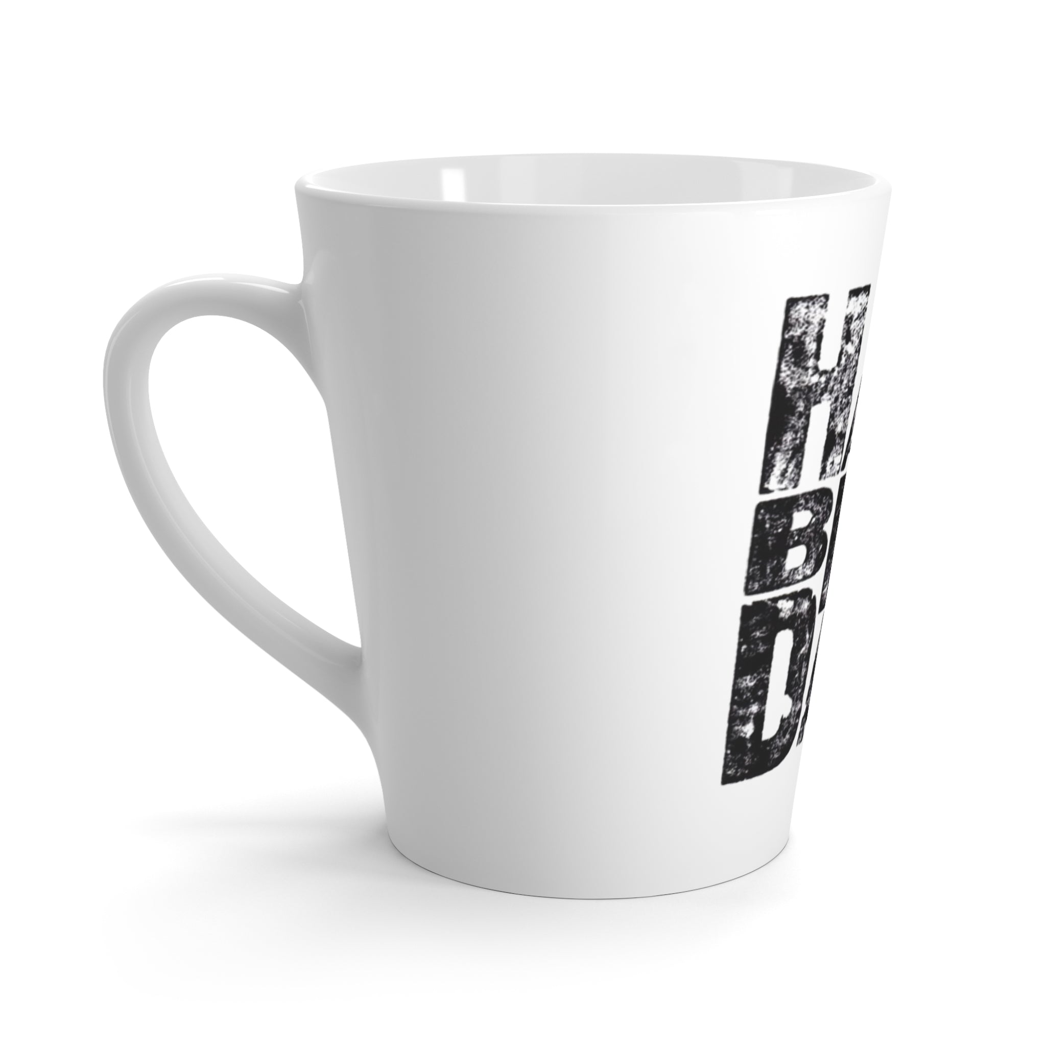 Happy Birthday Latte Mug  Distressed Black Typography Birthday Coffee Cup