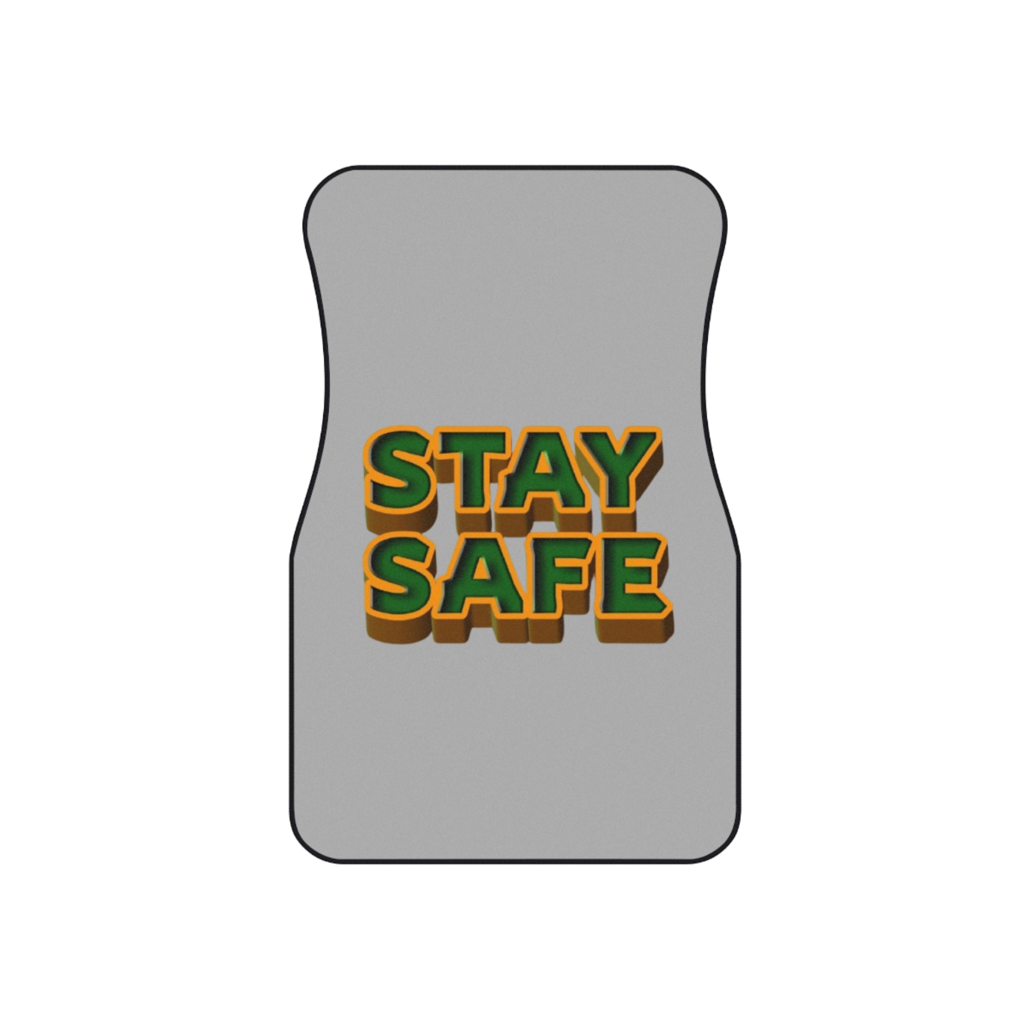 Stay Safe Car Floor Mats  Front Pair, Retro 3D Text Safety Design