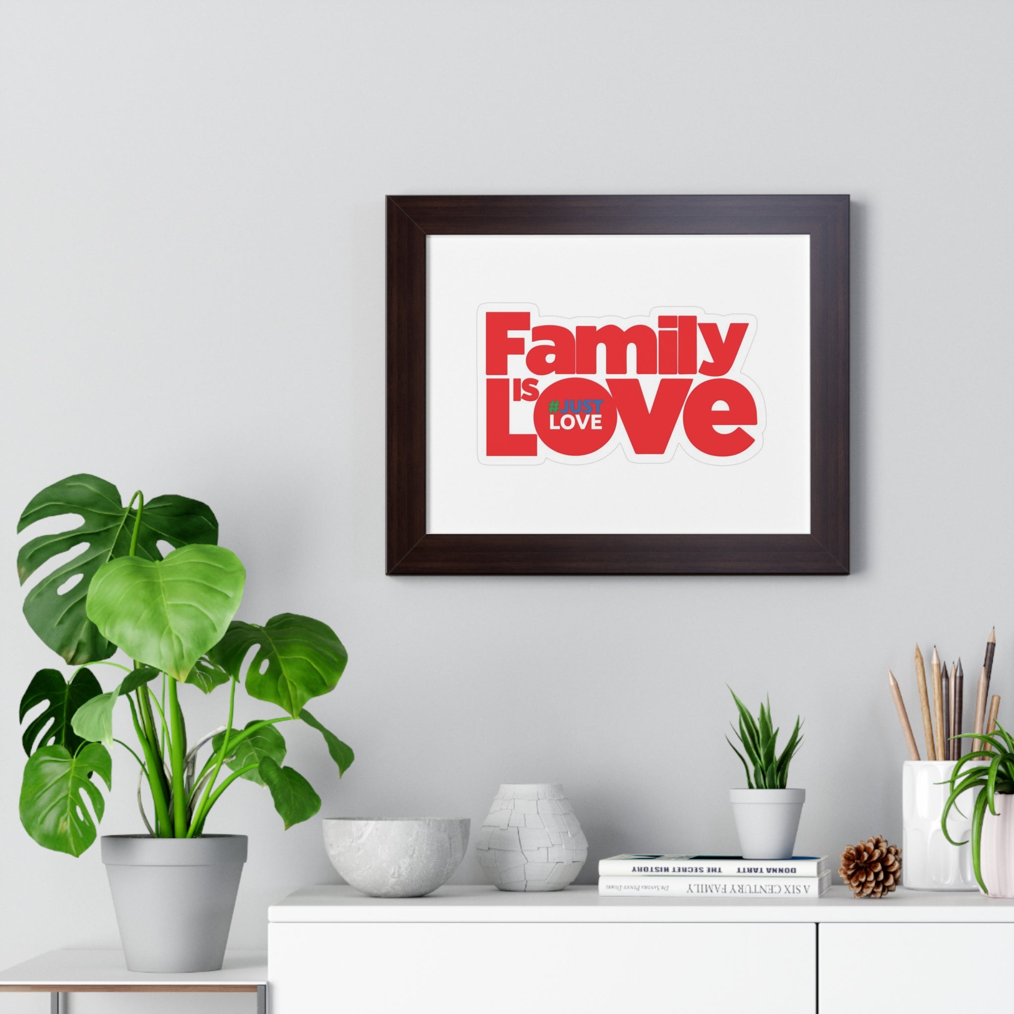 Framed Poster - "Family Is Love" Retro Typography Wall Art